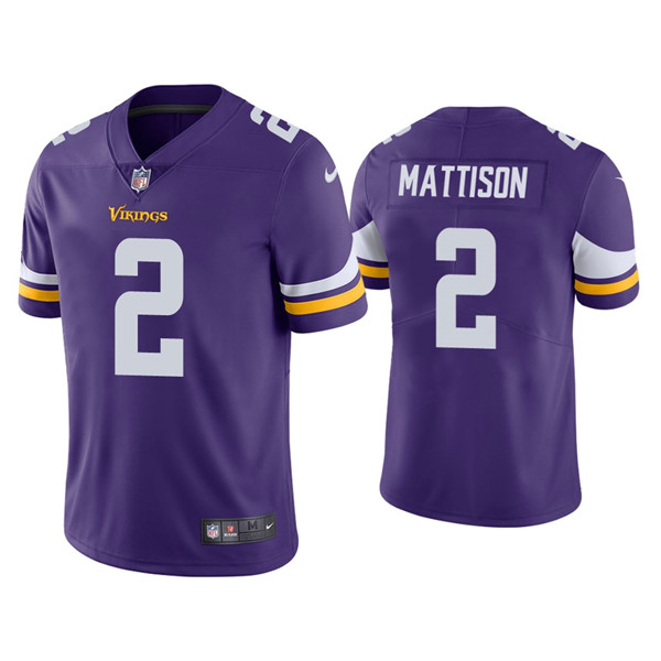 Men's Minnesota Vikings #2 Alexander Mattison Purple Vapor Untouchable Limited Stitched Jersey